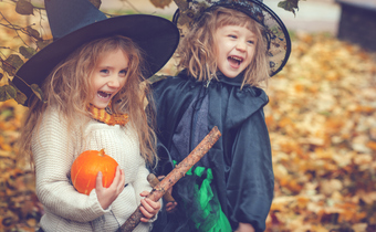 Children in Halloween costumes
