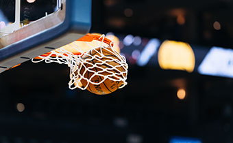 Basketball shot in hoop