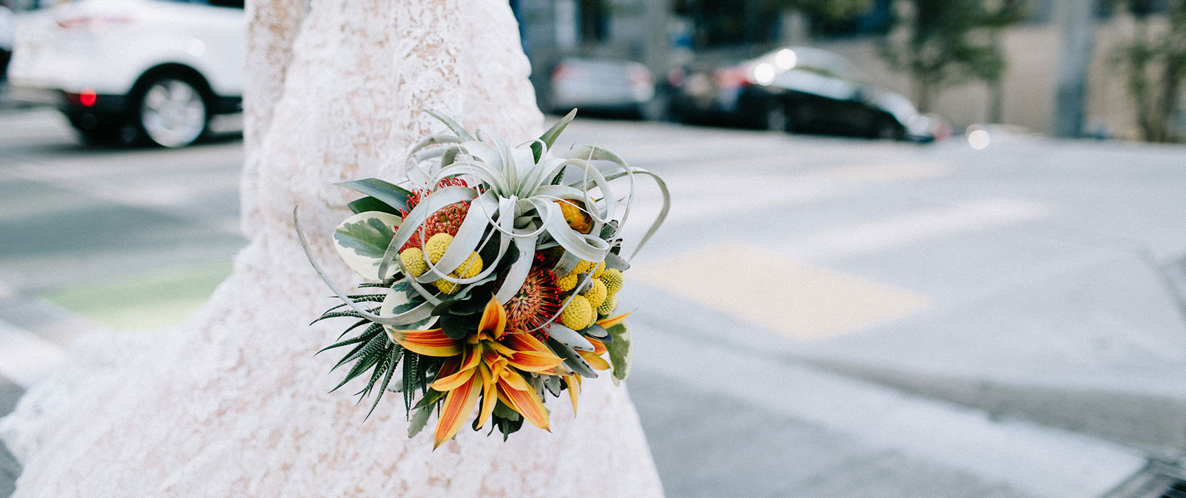 Bride and flowers